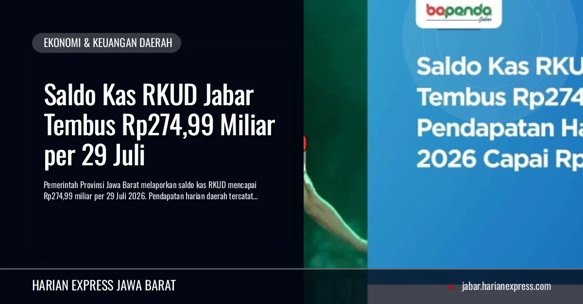 Saldo Kas RKUD Jabar Tembus Rp274,99 Miliar per 29 Juli
