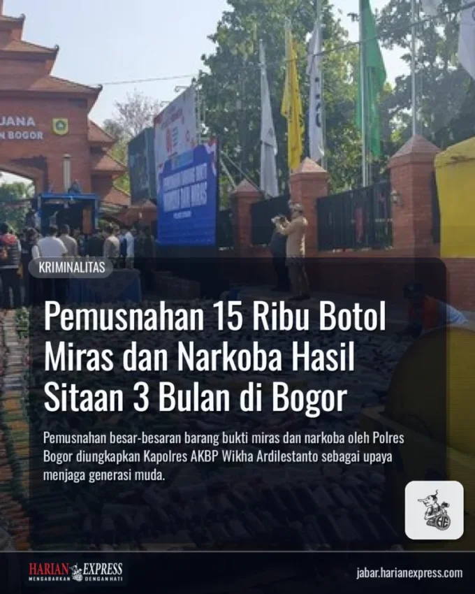Pemusnahan 15 Ribu Botol Miras dan Narkoba Hasil Sitaan 3 Bulan di Bogor