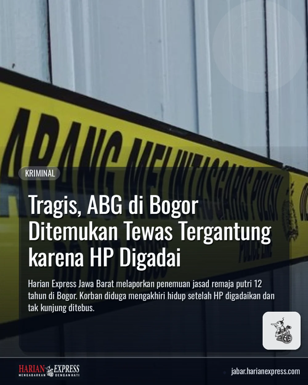 Tragis, ABG di Bogor Ditemukan Tewas Tergantung karena HP Digadai