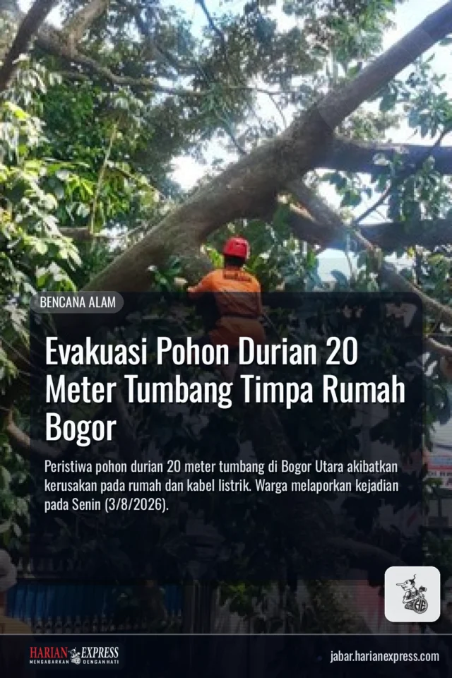 Evakuasi Pohon Durian 20 Meter Tumbang Timpa Rumah Bogor