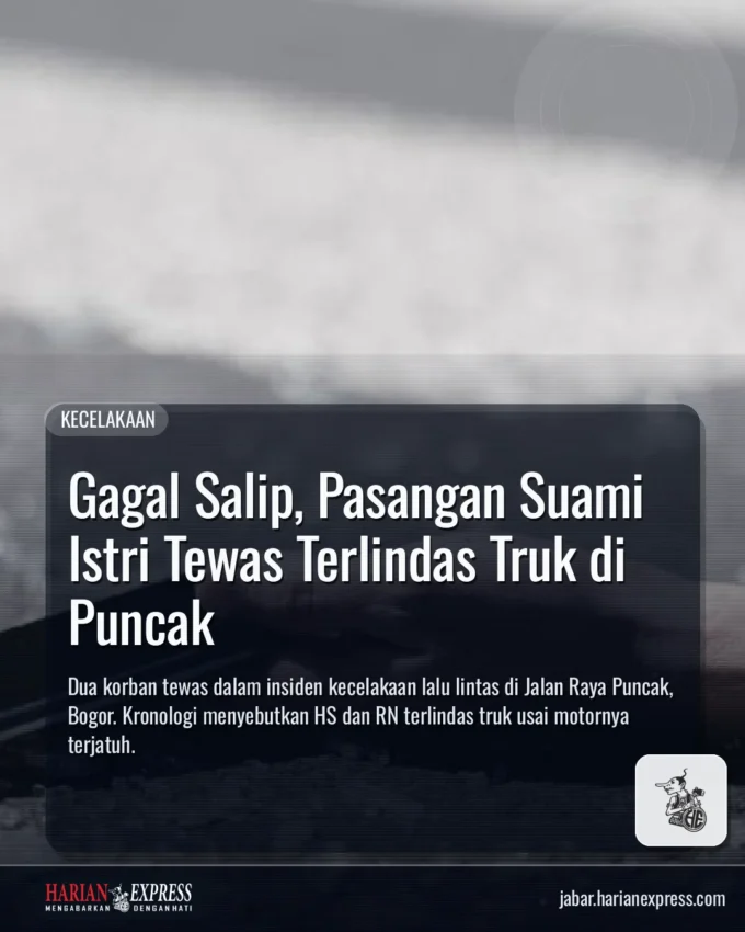 Gagal Salip, Pasangan Suami Istri Tewas Terlindas Truk di Puncak