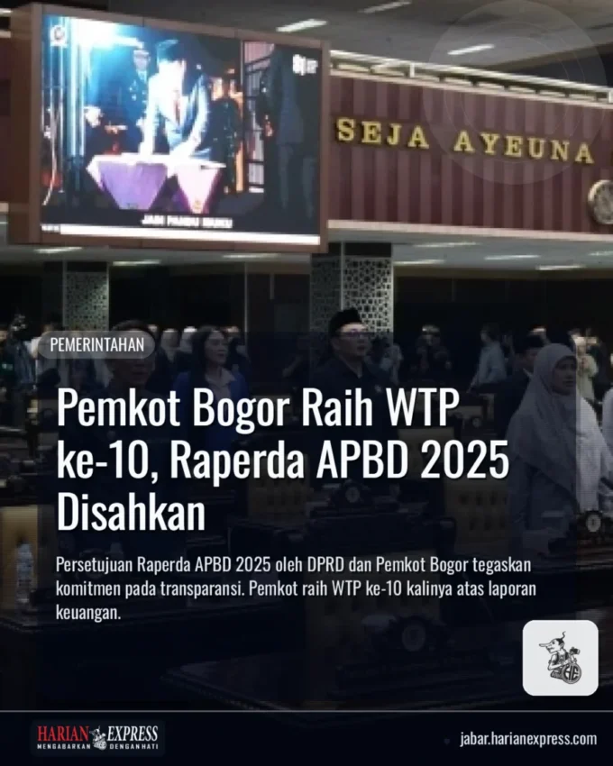 Pemkot Bogor Raih WTP ke-10, Raperda APBD 2025 Disahkan