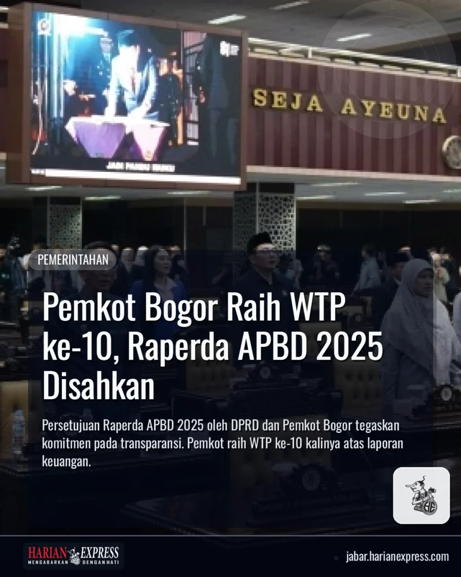 Pemkot Bogor Raih WTP ke-10, Raperda APBD 2025 Disahkan