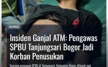Insiden Ganjal ATM: Pengawas SPBU Tanjungsari Bogor Jadi Korban Penusukan