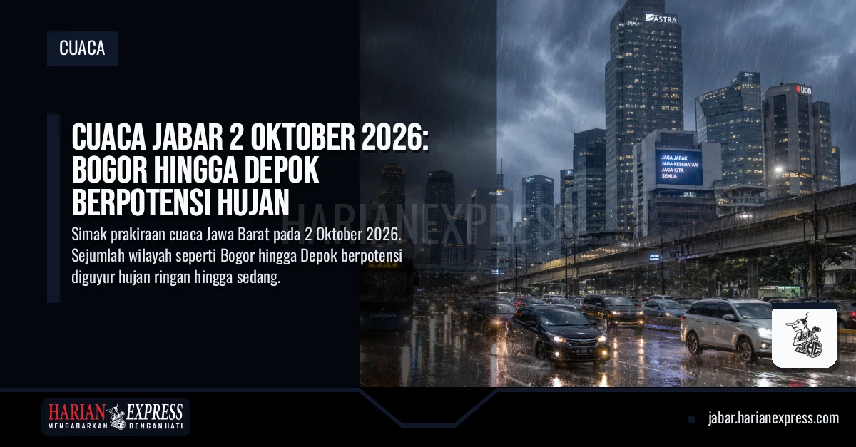 Cuaca Jabar 2 Oktober 2026: Bogor hingga Depok Berpotensi Hujan